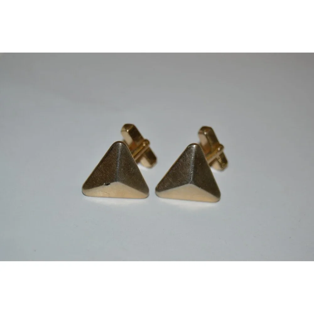 Vintage Unique 1960s TRIANGLE Shaped SWANK Brass Men's Cuff Links Rare